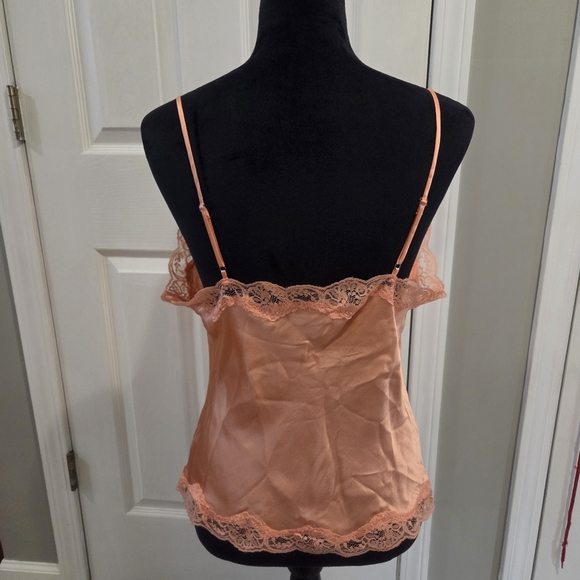 Sunny Taylor Apricot Silk Y2k Babydoll Camisole Tank Top with Lace. Size Large - Picture 7 of 9